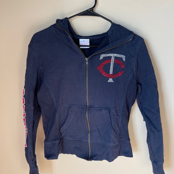 Navy Blue Rhinestone Minnesota Twins Zip Up - Picture 4 of 5